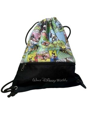 Disney Parks Mickey & Friends Y2K Comic Strip Drawstring‎ Backpack WDW Cinch Bag